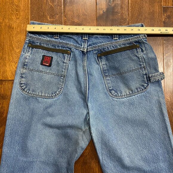 Wrangler Riggs Durashield Straight Leg Workwear Denim Blue Jeans Size 34 x 30 - Picture 8 of 10